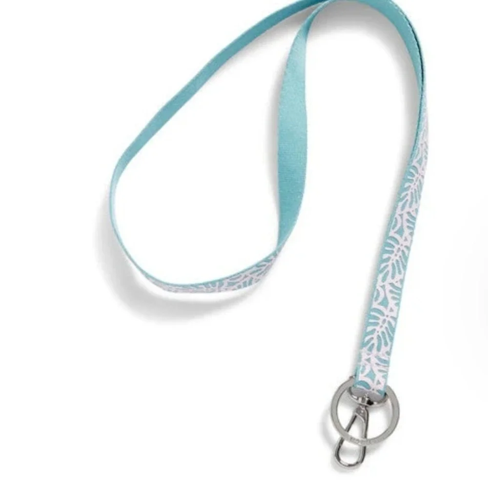 Vera Bradley Wide Lanyard Rain Forest Canopy Blue White Leaf 28110-X02 NWT